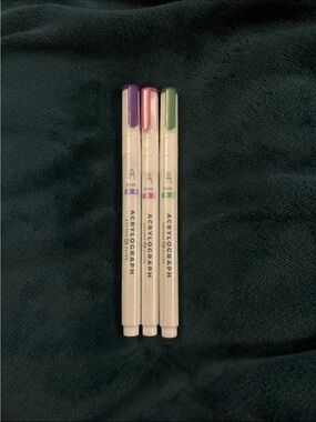 Archer & Olive Acrylograph Pens 3mm Tip set of 3 sealed green purple pink
